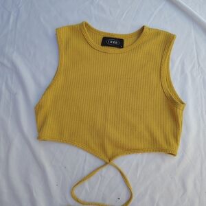 Cider Yellow Sleeveless Crop Top